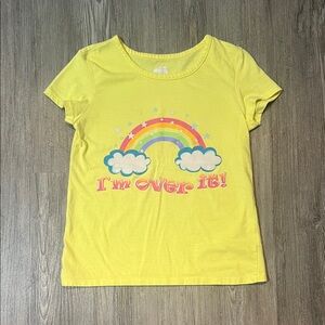 Sunny Yellow Kids Tee with Rainbow Print